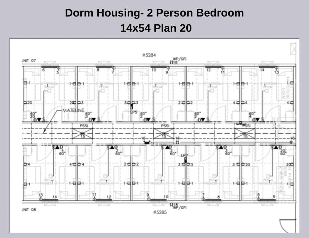 Dorm Housing 2 Person bedroom 14x54