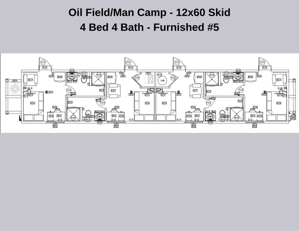 Oilfiled Man Camp 12x60 Skid 4 Bed 4 Bath